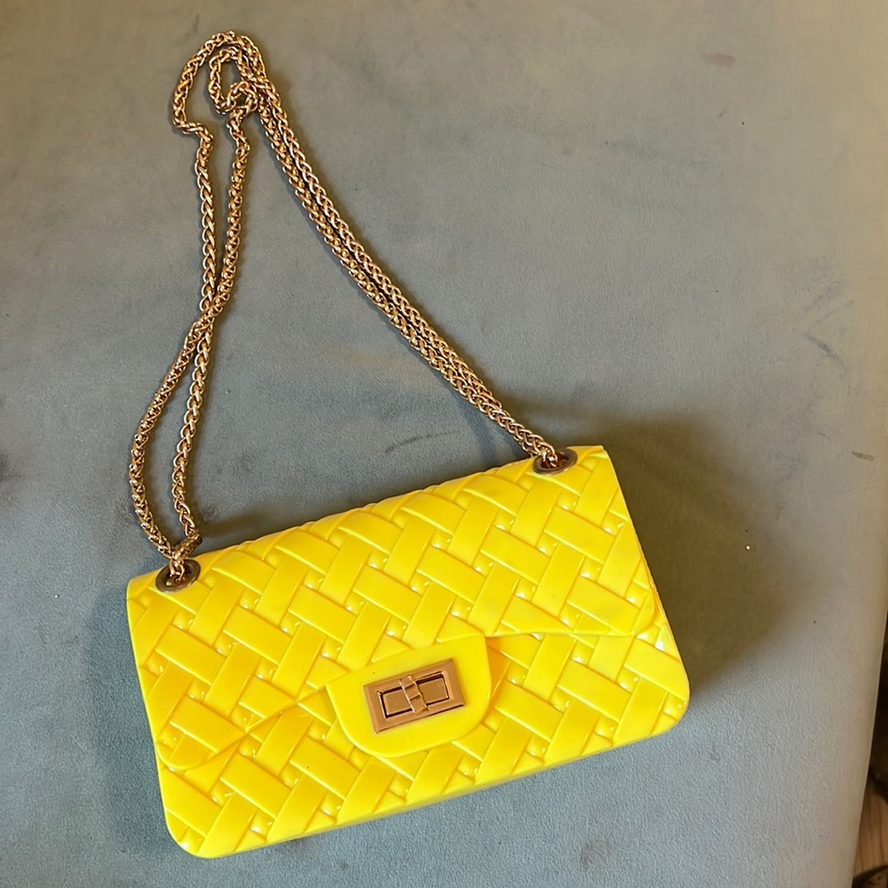 Yellow plastic purse